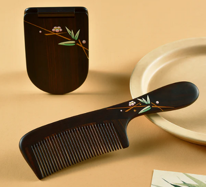 Blackwood Hair Comb & Mirror Set (Free Letter Engraving)