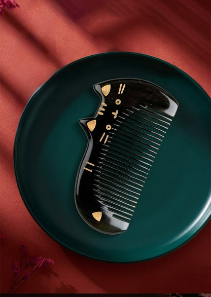 Black King Kong Horn Cat Comb (Free Letter Engraving)