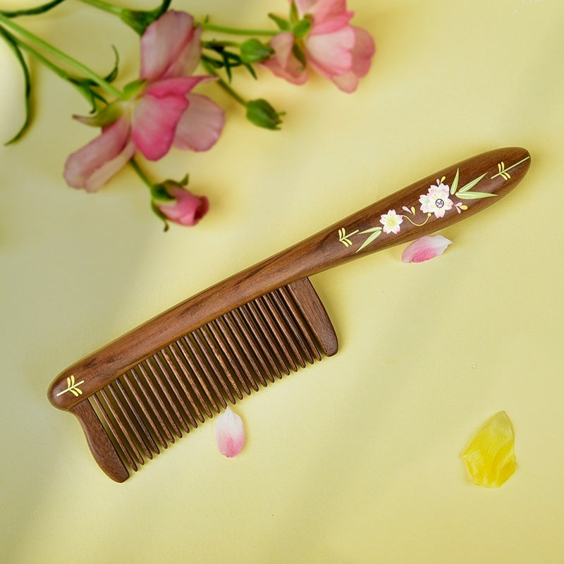 Peach Blossom Hair Comb (Free Letter Engraving)