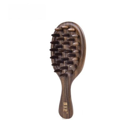 Tooth inserted Wood Hair Brush (Free Letter Engraving)