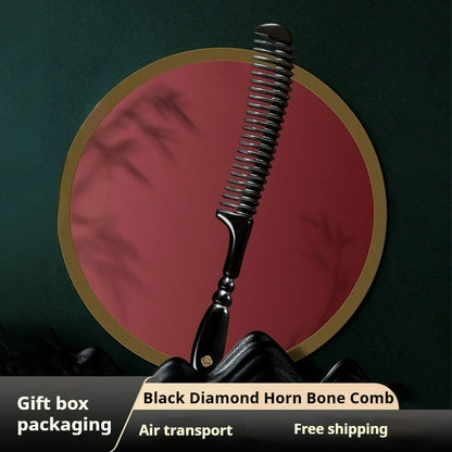 Black Diamond Horn Bone Comb (Free Letter Engraving)