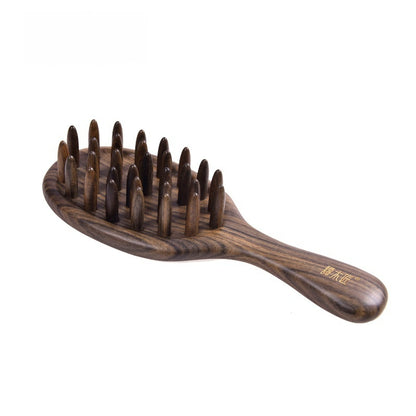 Tooth inserted Wood Hair Brush (Free Letter Engraving)