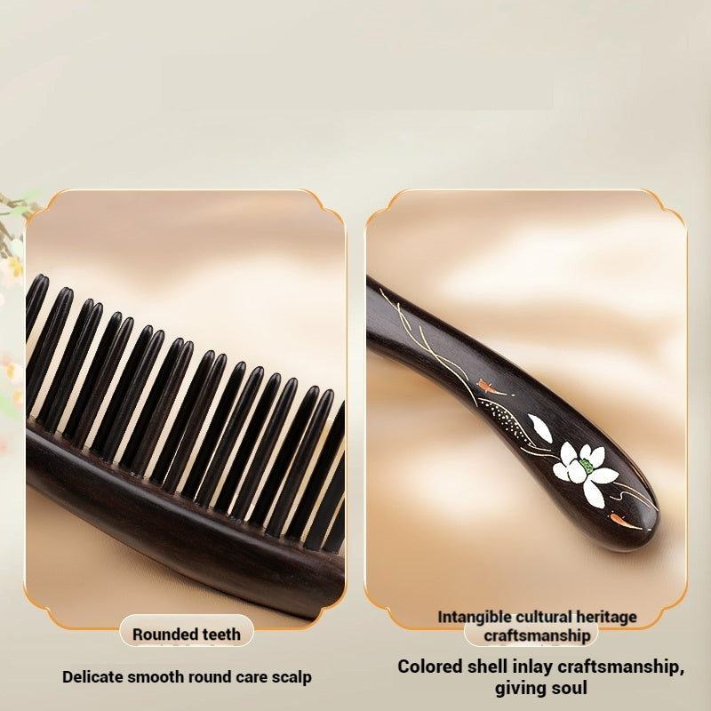 Ebony double-row tooth comb (Free Letter Engraving)