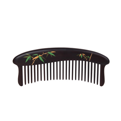 Ebony Wood Comb with bamboo pattern (Free Letter Engraving)