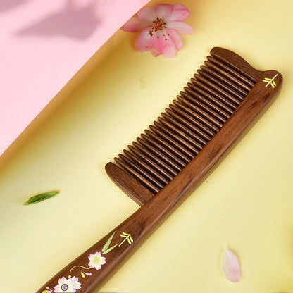 Peach Blossom Hair Comb (Free Letter Engraving)