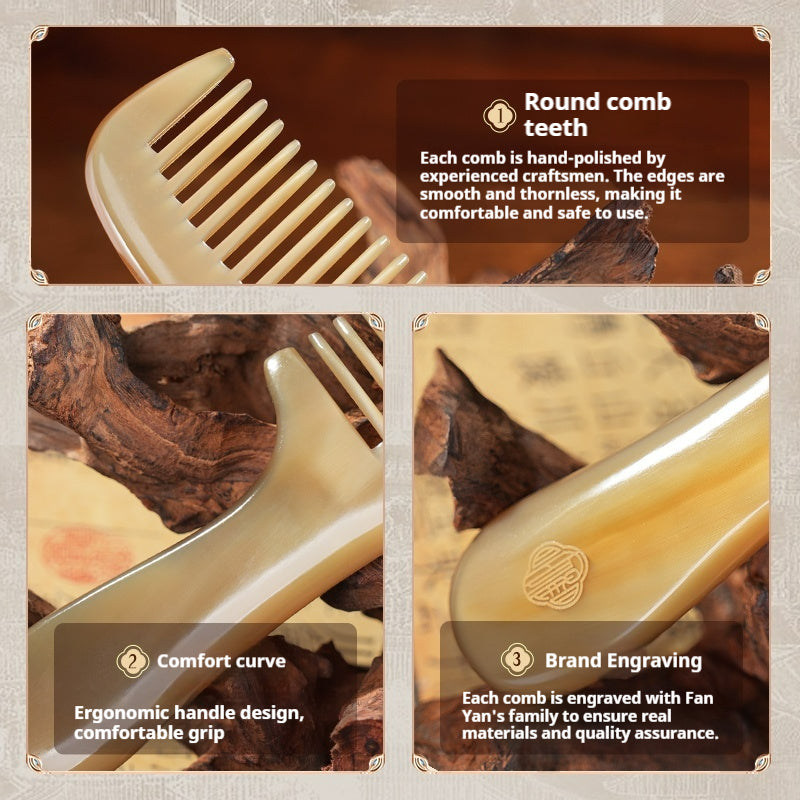 Natural horn handle comb (Free Letter Engraving)