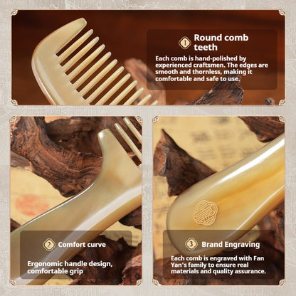 Natural horn handle comb (Free Letter Engraving)