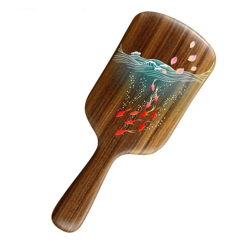 Carp jumping Paddle hair brush (Free Letter Engraving)