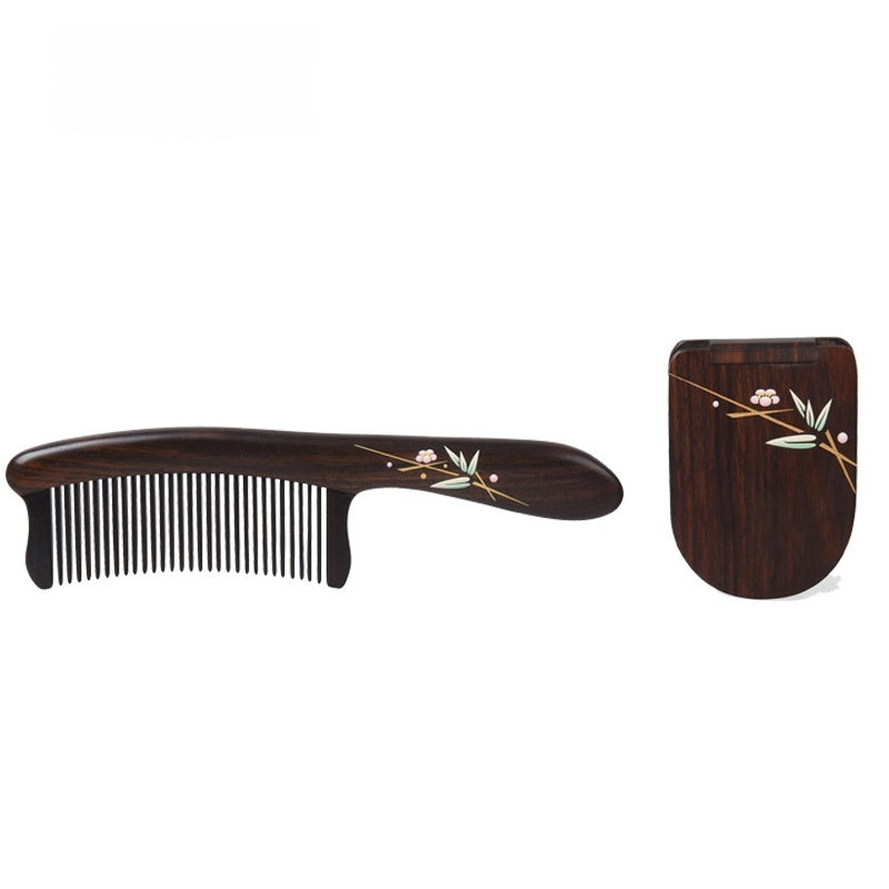 Blackwood Hair Comb & Mirror Set (Free Letter Engraving)