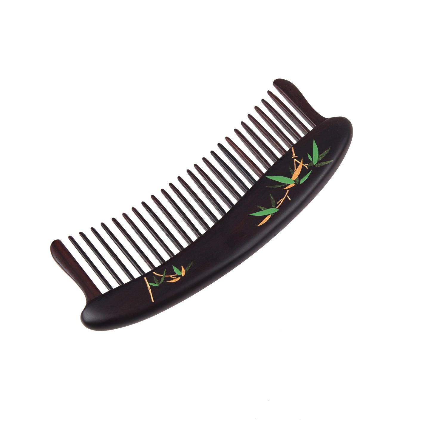 Ebony Wood Comb with bamboo pattern (Free Letter Engraving)