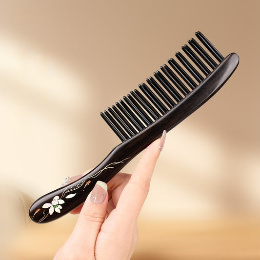 Ebony double-row tooth comb (Free Letter Engraving)