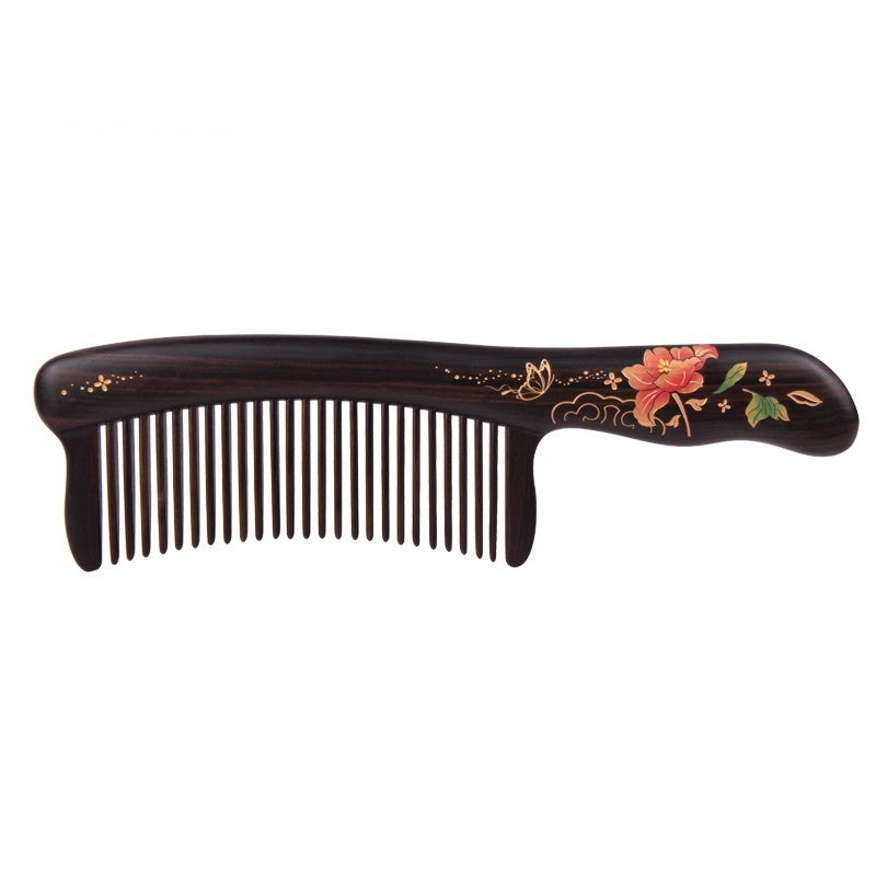 Butterfly and Flower Wood Comb (Free Letter Engraving)