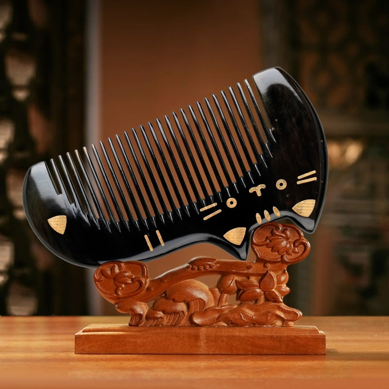 Black King Kong Horn Cat Comb (Free Letter Engraving)