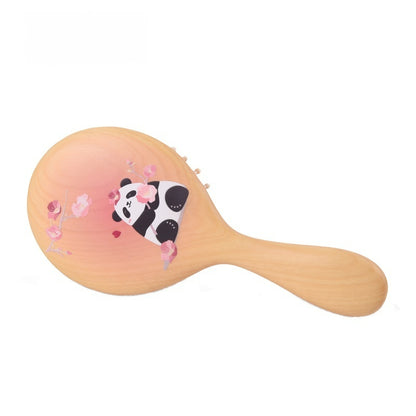 Panda Pink Wooden Hair Brush (Free Letter Engraving)