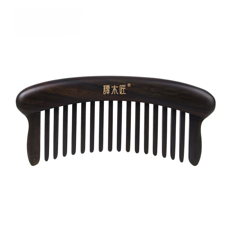 Wide Tooth Ebony Wood Comb (Free Letter Engraving)