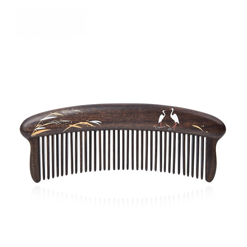 Hair Comb teeth inlay Green Reed (Free Letter Engraving)