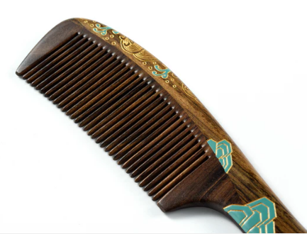 Blue Sea Hair Comb in Ukiyoe style (Free Letter Engraving)