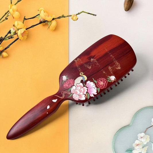 Precious Rosewood Hair Brush (Argus Pheasant) (Free Letter Engraving)