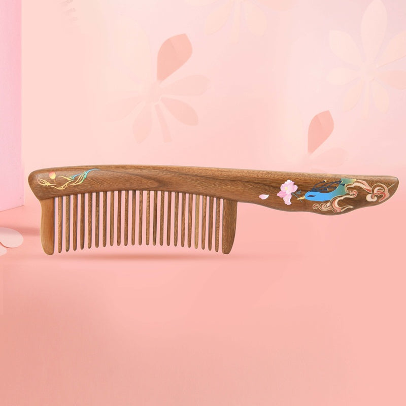 Sandalwood Comb (Blue Bird) (Free Letter Engraving)