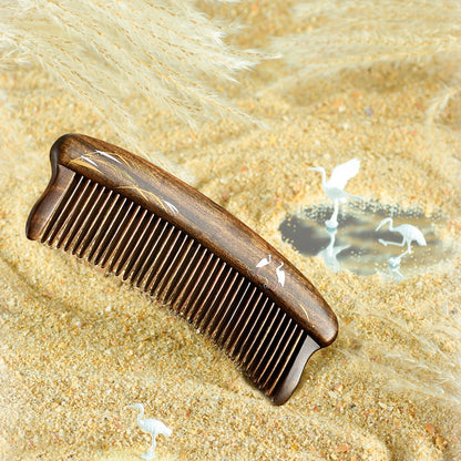 Hair Comb teeth inlay Green Reed (Free Letter Engraving)