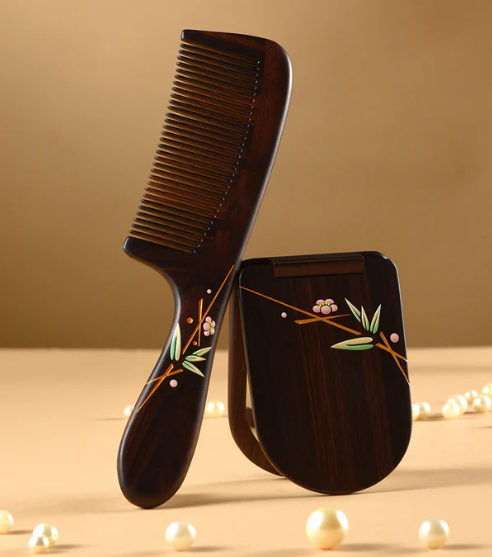 Blackwood Hair Comb & Mirror Set (Free Letter Engraving)